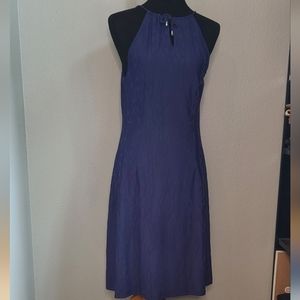 J. McLaughlin Navy Blue Chains Print Sleeveless Knee Dress Medium